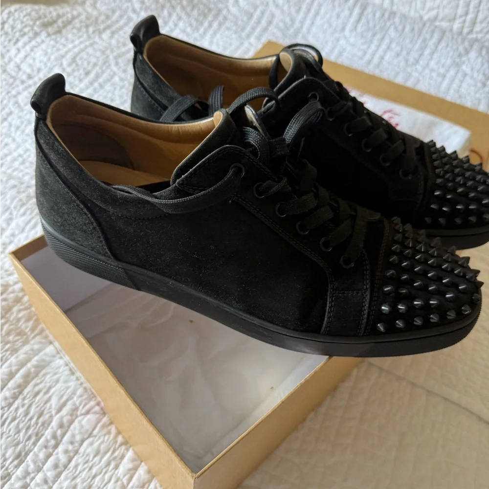 Christian Louboutin Louis junior spikes flat black suede - Picture 7 of 7